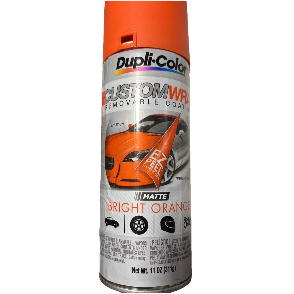 Dupli-Color Custom Wrap 11oz Peelable Spray Paint – Bright Orange – New